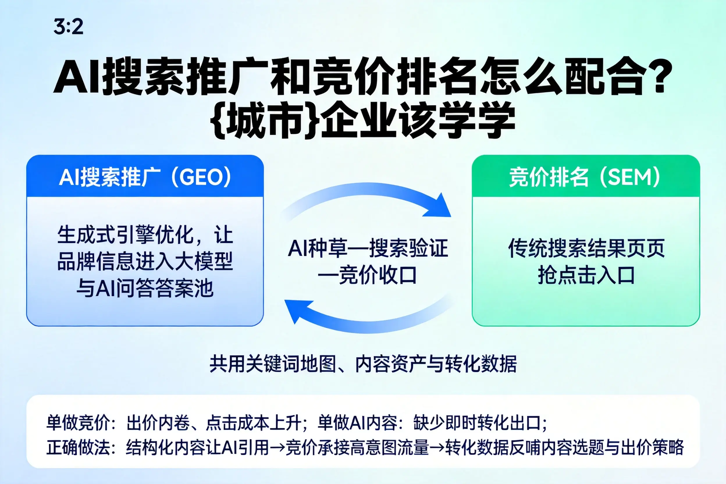 AI搜索推广和竞价排名怎么配合？钦州企业该学学
