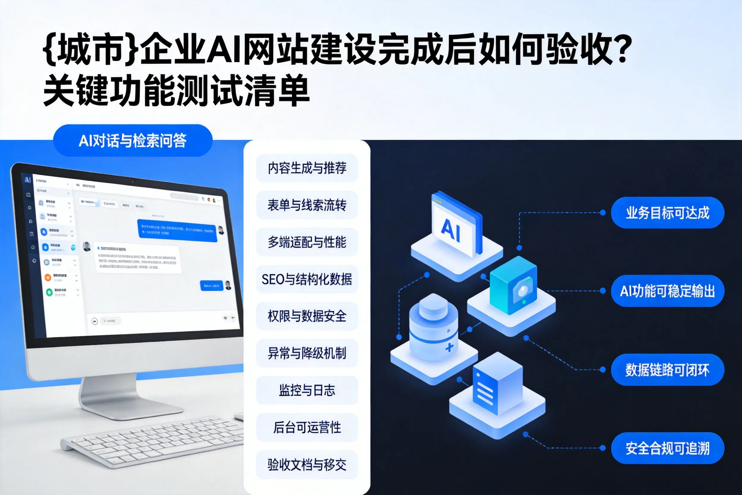 钦州企业AI网站建设完成后如何验收?关键功能测试清单