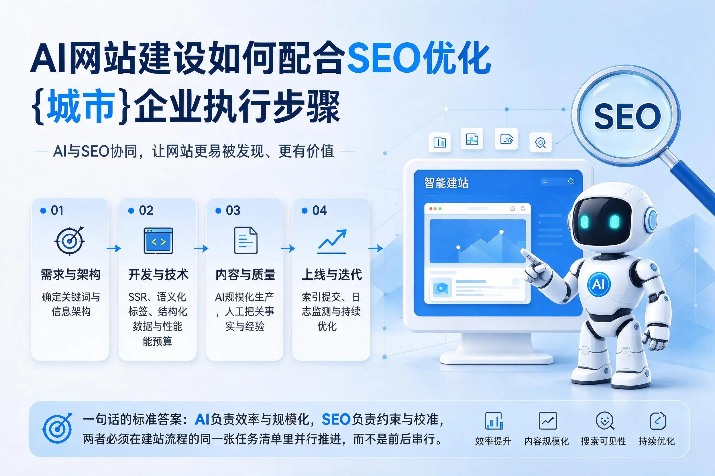 AI网站建设如何配合SEO优化，钦州企业执行步骤