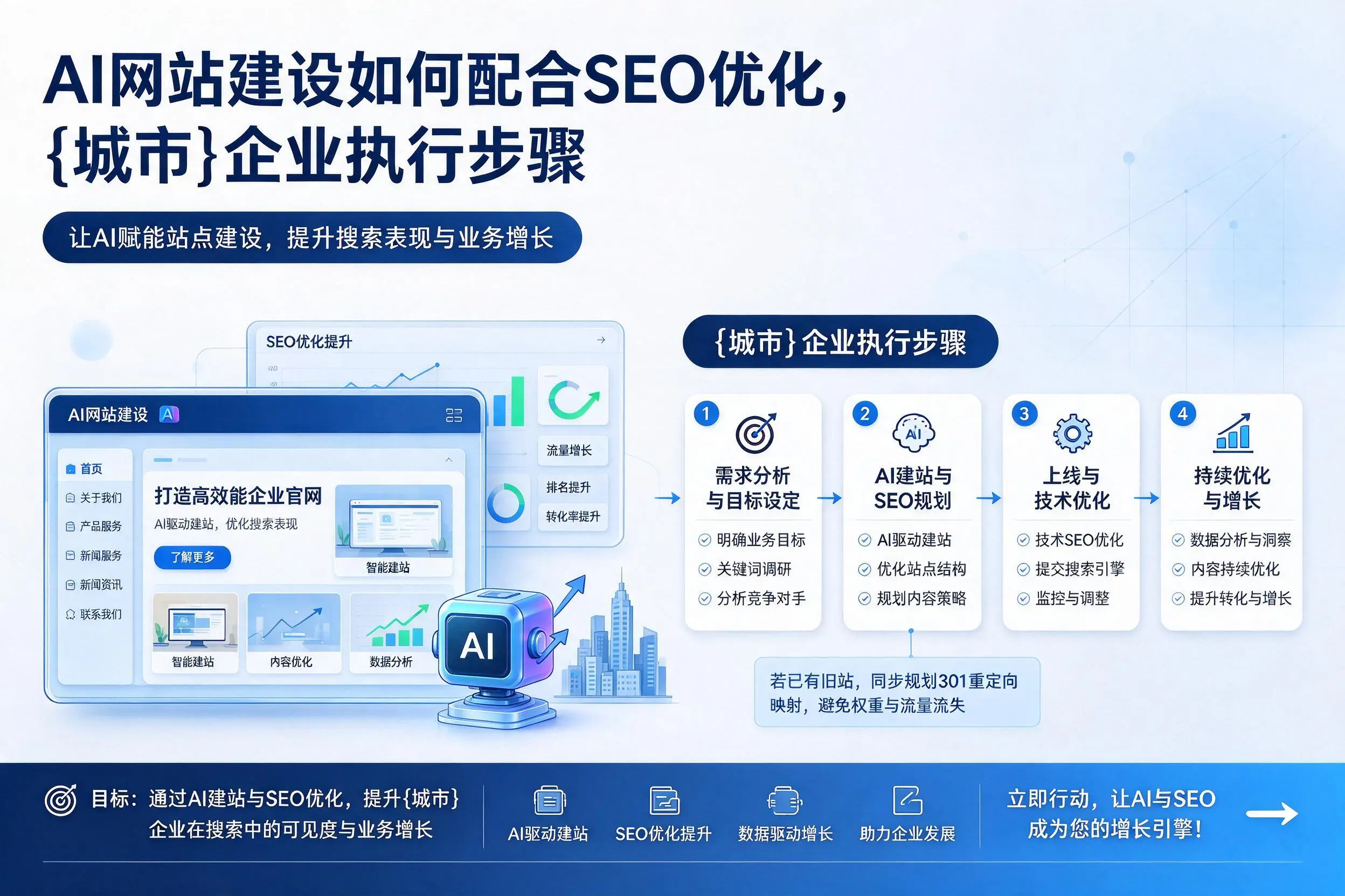 AI网站建设如何配合SEO优化，钦州企业执行步骤