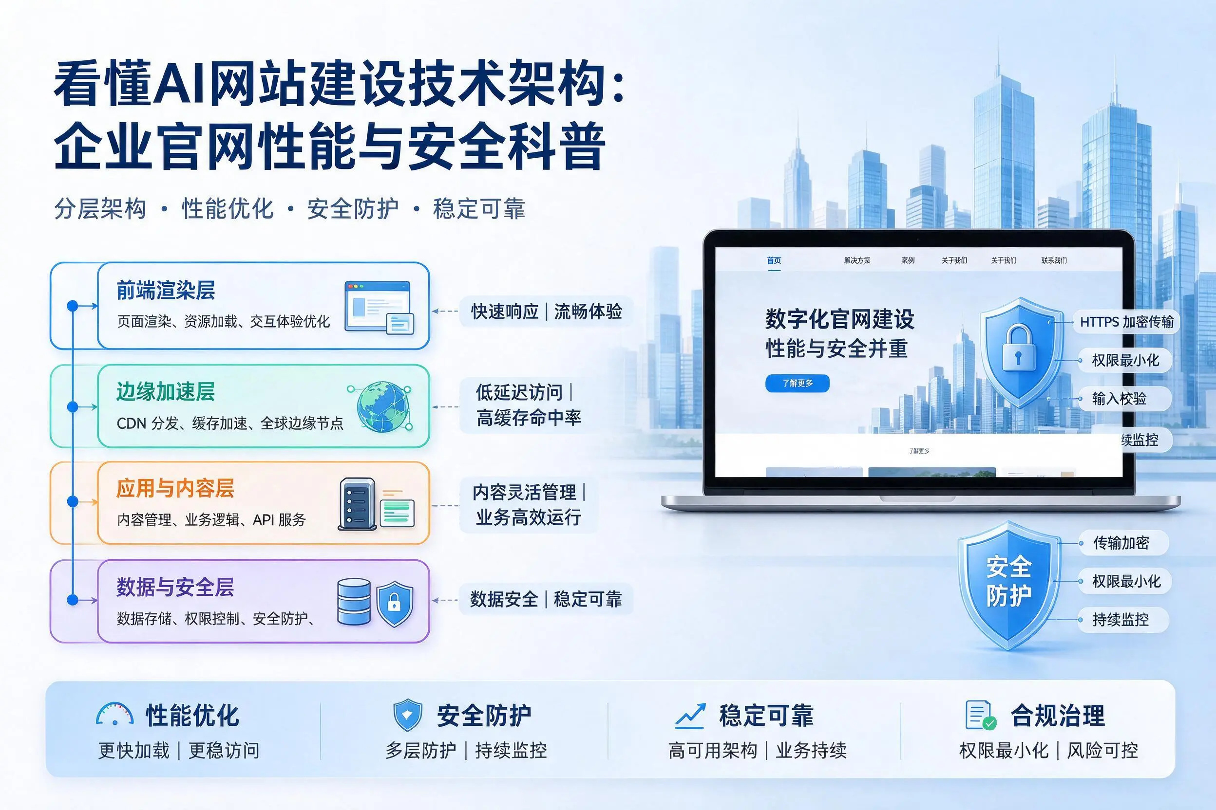 看懂AI网站建设技术架构：钦州企业官网性能与安全科普