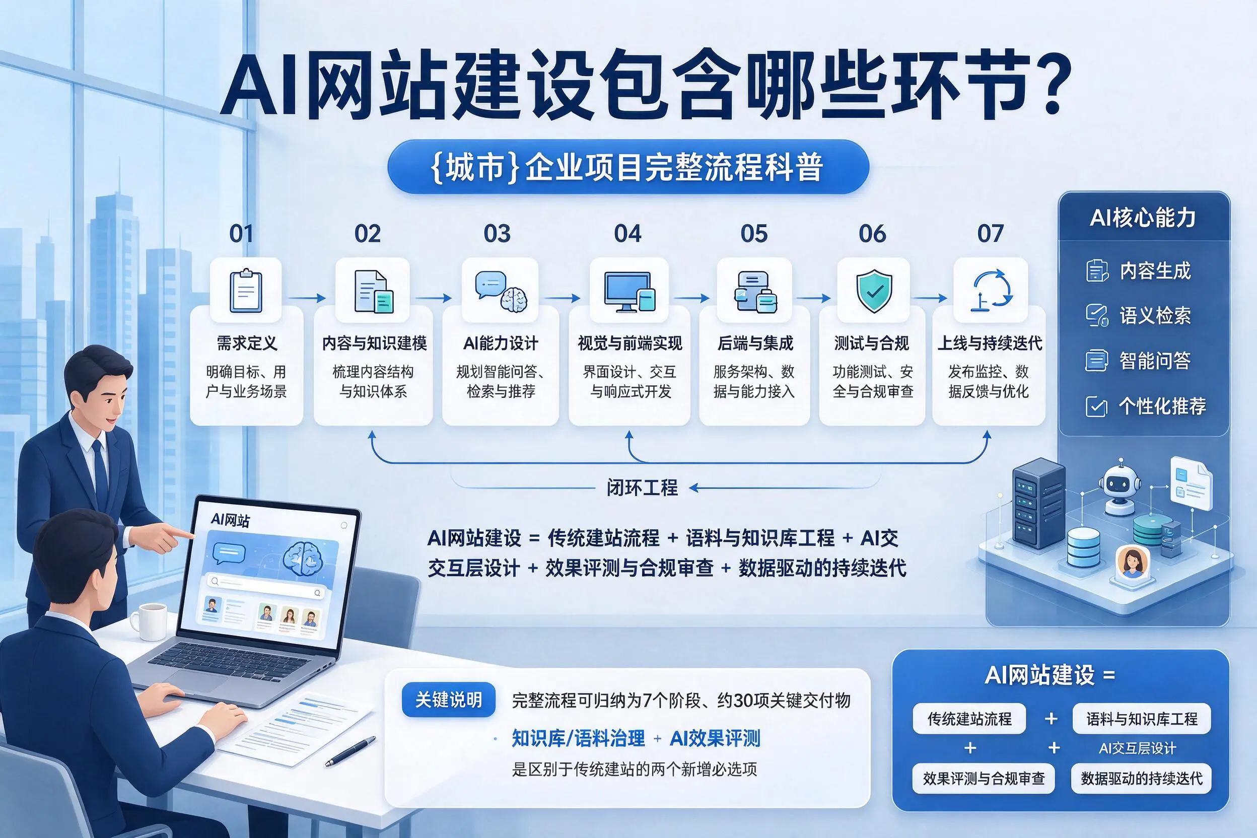 AI网站建设包含哪些环节？钦州企业项目完整流程科普